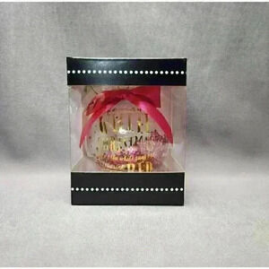 Christmas Ornament 3.5" Glass Ball - Charming Charlie White Christmas / Red Wine